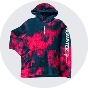 Hollister Mens Tie-Dye Graphic Sweatshirt Red Tie-Dye M